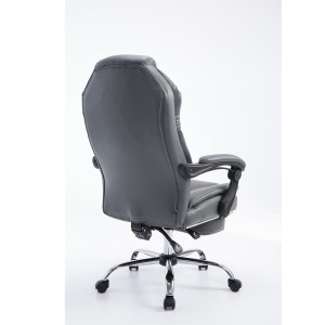 Sillón de Oficina CASTI, Reposapiés Extensible, en Piel color Negro