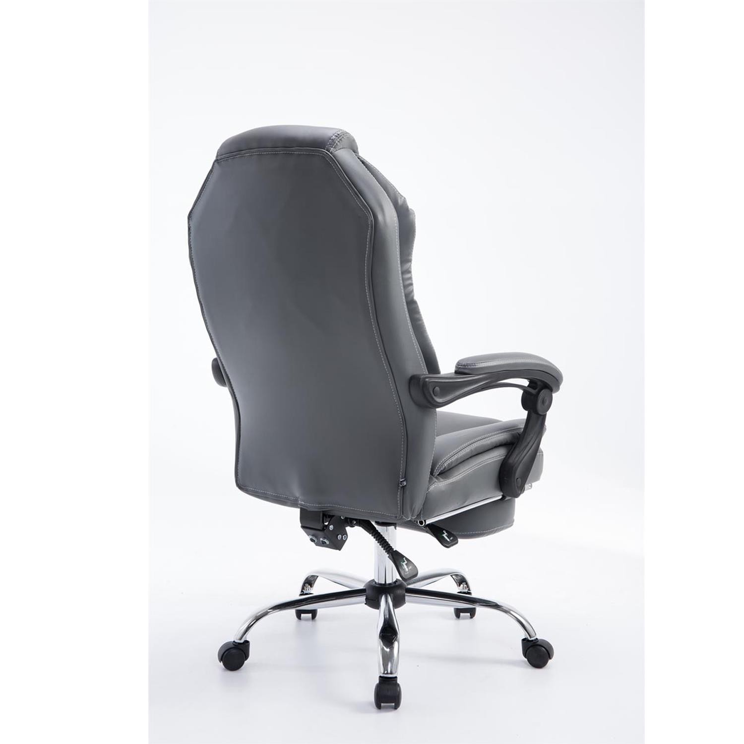 Sillón de Oficina CASTI, Reposapiés Extensible, Gran Acolchado, en Piel color Negro