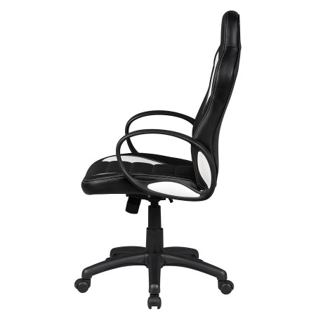 Silla gaming CHAM, diseño deportivo, color negro y blanco