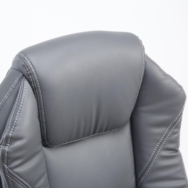 Sillón de Oficina CASTI, Reposapiés Extensible, en Piel color Negro
