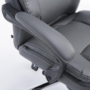 Sillón de Oficina CASTI, Reposapiés Extensible, en Piel color Negro