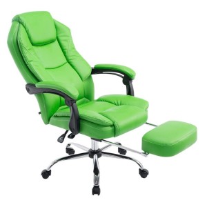 Sillón de Oficina CASTI, Reposapiés Extensible, en Piel color Negro