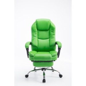 Sillón de Oficina CASTI, Reposapiés Extensible, en Piel color Negro