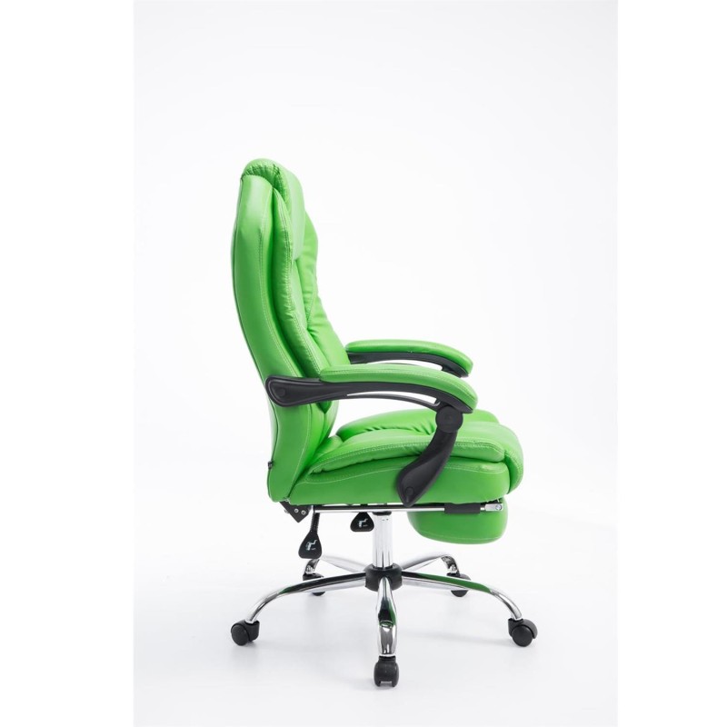 Sillón de Oficina CASTI, Reposapiés Extensible, en Piel color Negro