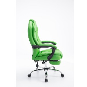 Sillón de Oficina CASTI, Reposapiés Extensible, en Piel color Negro