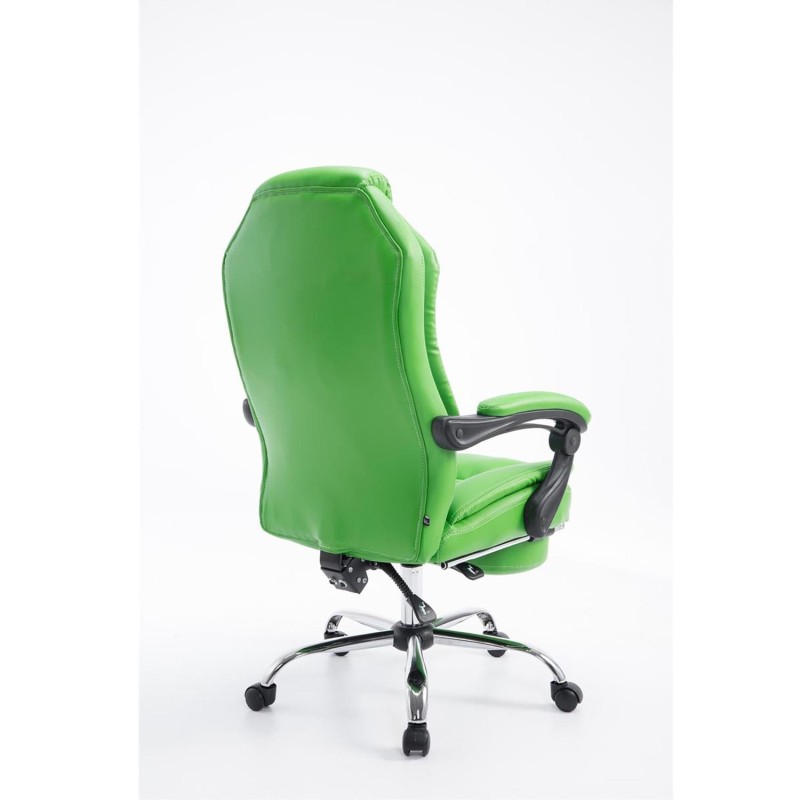 Sillón de Oficina CASTI, Reposapiés Extensible, en Piel color Negro