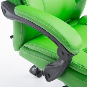 Sillón de Oficina CASTI, Reposapiés Extensible, en Piel color Negro