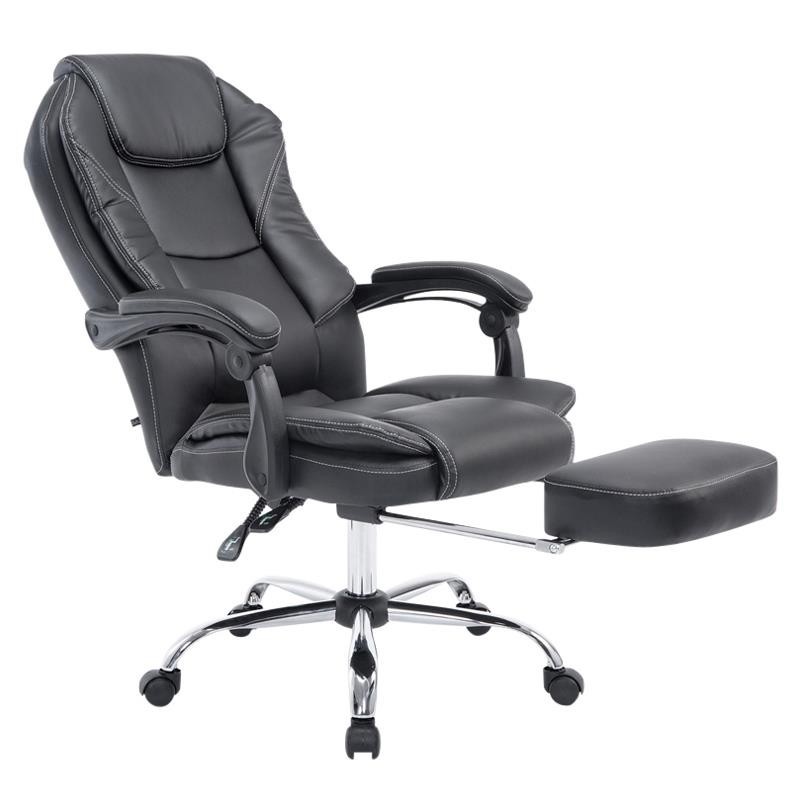 Sillón de Oficina CASTI, Reposapiés Extensible, en Piel color Negro