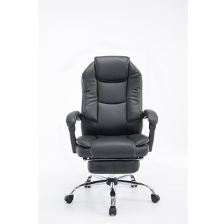 Sillón de Oficina CASTI, Reposapiés Extensible, en Piel color Negro 2
