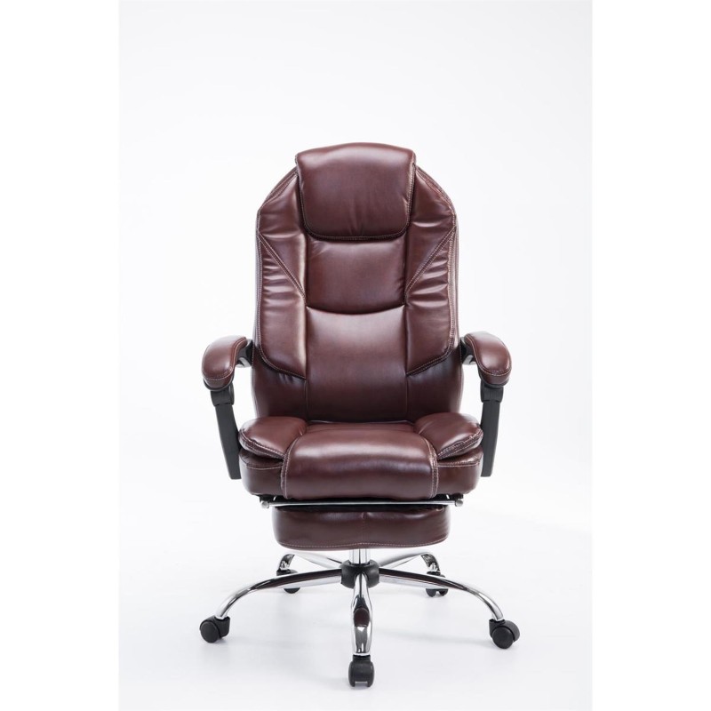 Sillón de Oficina CASTI, Reposapiés Extensible, en Piel color Negro