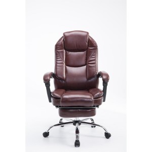 Sillón de Oficina CASTI, Reposapiés Extensible, en Piel color Negro