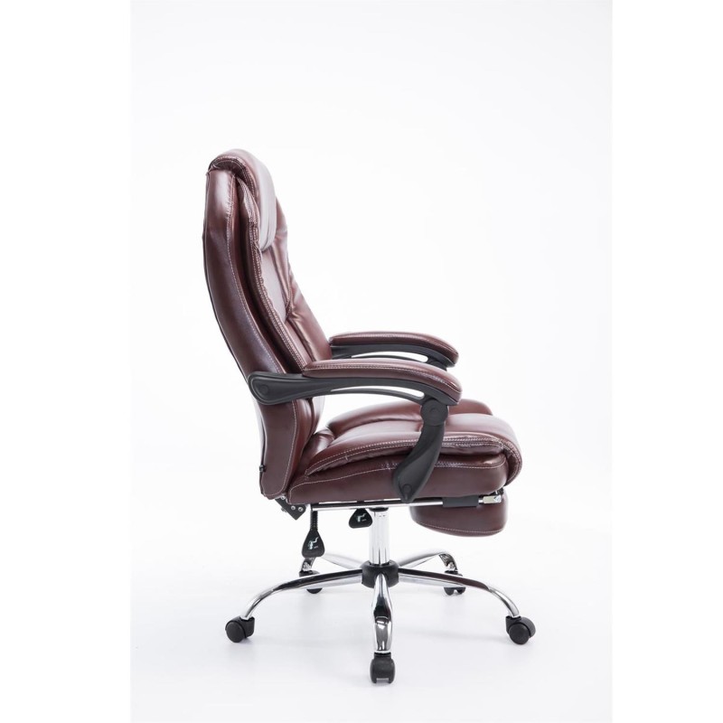 Sillón de Oficina CASTI, Reposapiés Extensible, en Piel color Negro