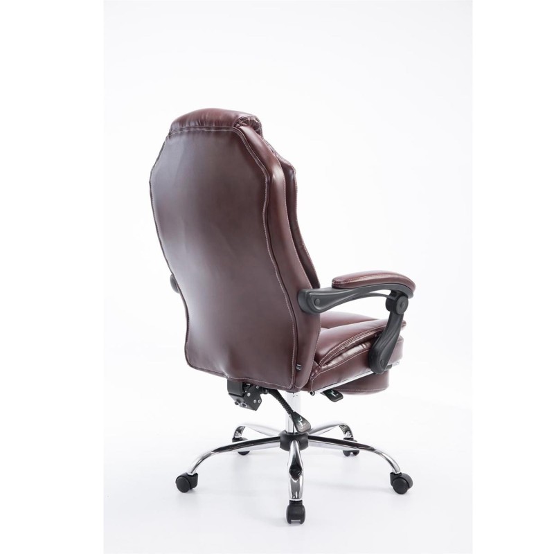 Sillón de Oficina CASTI, Reposapiés Extensible, en Piel color Negro
