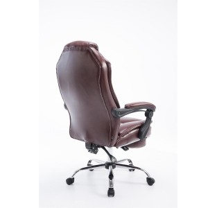 Sillón de Oficina CASTI, Reposapiés Extensible, en Piel color Negro