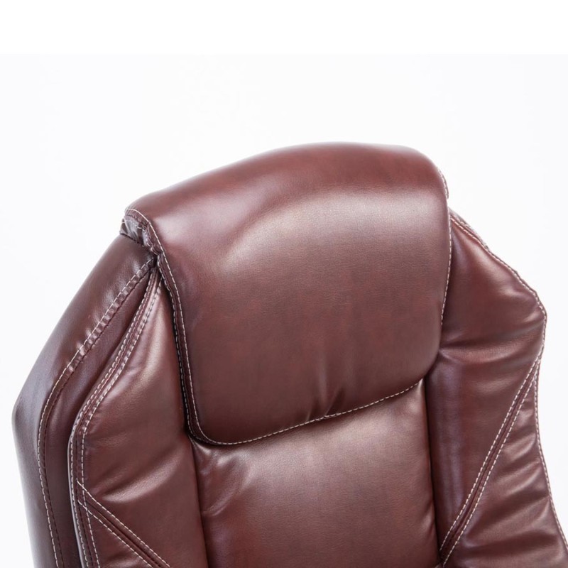 Sillón de Oficina CASTI, Reposapiés Extensible, en Piel color Negro