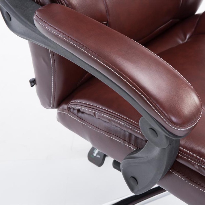 Sillón de Oficina CASTI, Reposapiés Extensible, en Piel color Negro