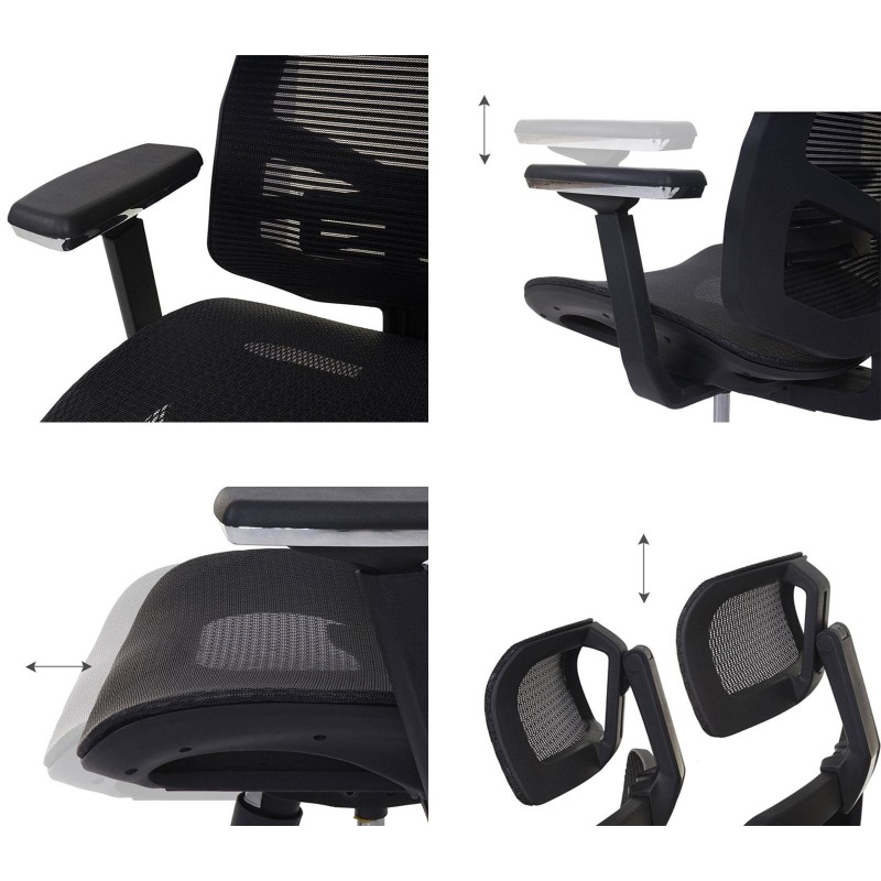 Silla Ergonómica BREND, ajustable, en malla negro