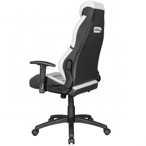 Sillón Gaming LEUNA, respaldo reclinable, en piel blanco y negro