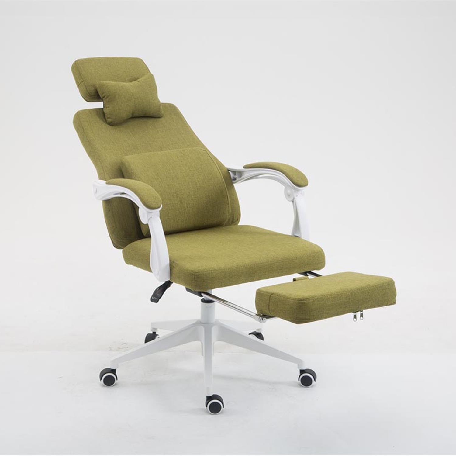 Sillón de Oficina ADRIANO, Reposapiés Extensible, Cojines Lumbar y Cervical, en Tela color Negro