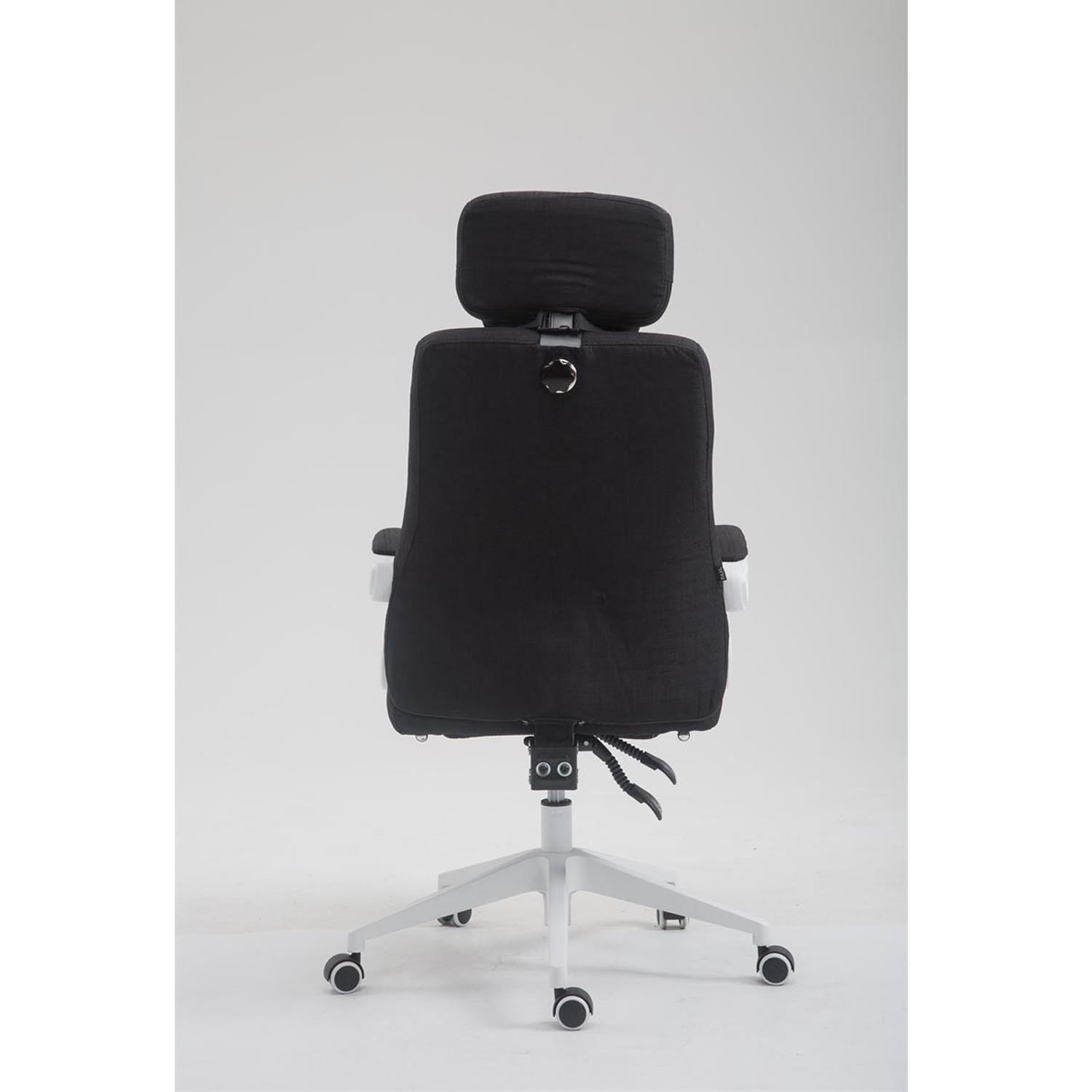 Sillón de Oficina ADRIANO, Reposapiés Extensible, Cojines Lumbar y Cervical, en Tela color Negro