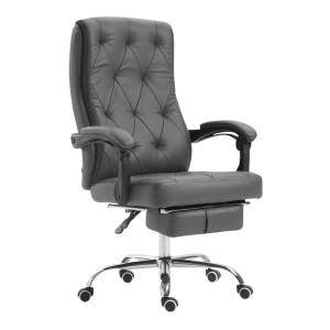 Sillón de Oficina BENETY, Reposapiés Extensible, en Piel color Negro