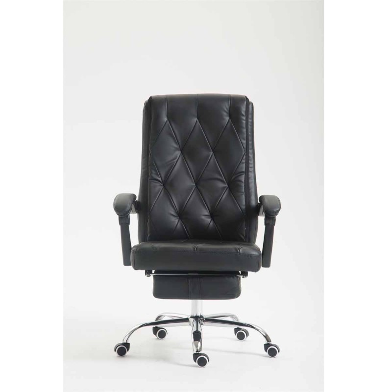 Sillón de Oficina BENETY, Reposapiés Extensible, en Piel color Negro