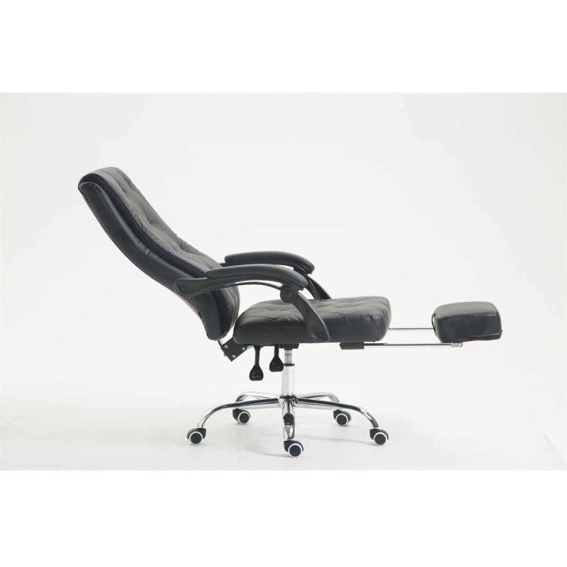 Sillón de Oficina BENETY, Reposapiés Extensible, en Piel color Negro
