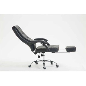 Sillón de Oficina BENETY, Reposapiés Extensible, en Piel color Negro