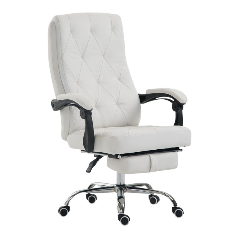 Sillón de Oficina BENETY, Reposapiés Extensible, en Piel color Negro
