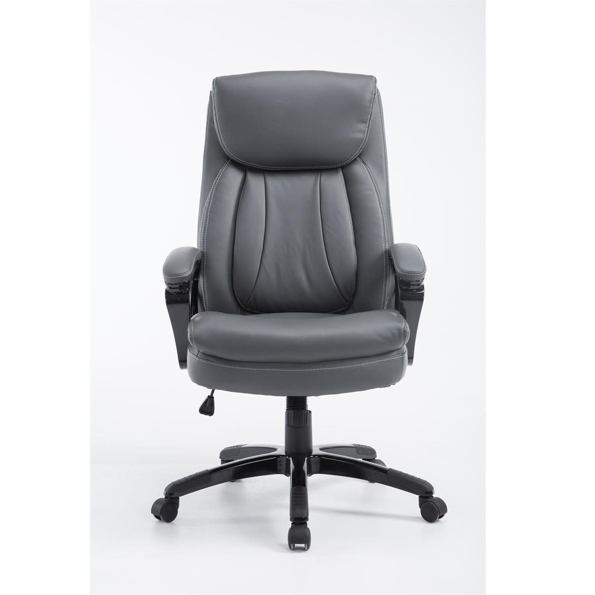 Sillón de Oficina TOMPA, Gran Acolchado, Resistente hasta 150 kg, en Piel Negro