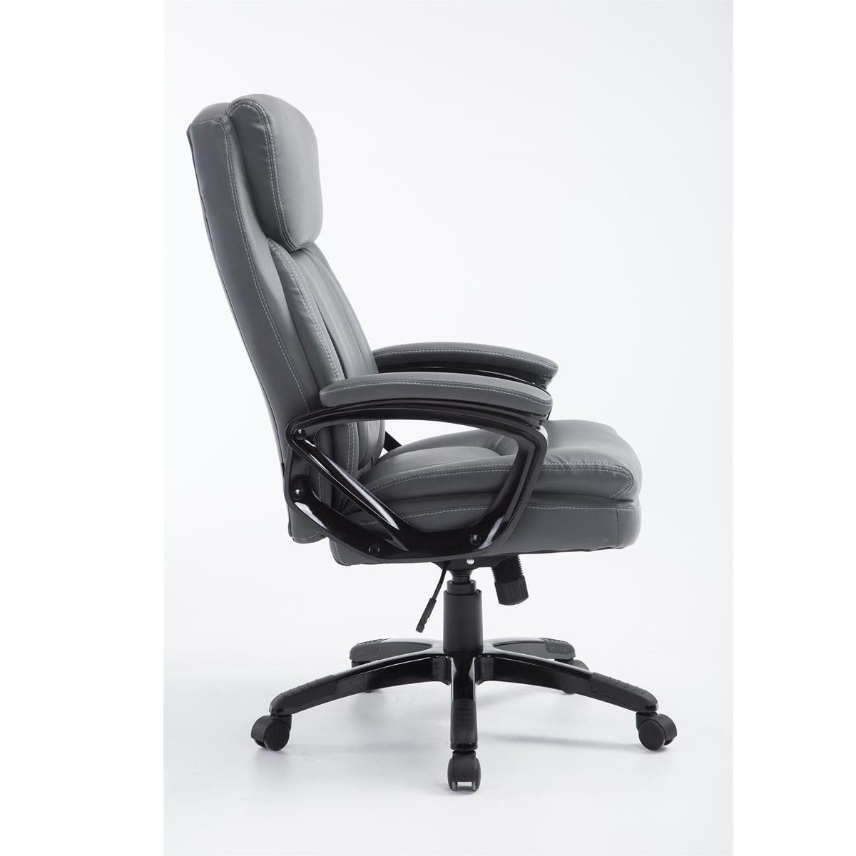 Sillón de Oficina TOMPA, Gran Acolchado, Resistente hasta 150 kg, en Piel Negro