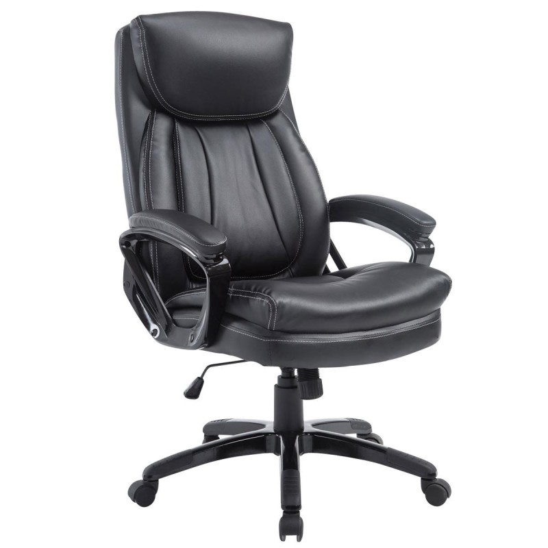 Sillón de Oficina TOMPA, Resistente hasta 150 kg, Gran acolchado, color Negro