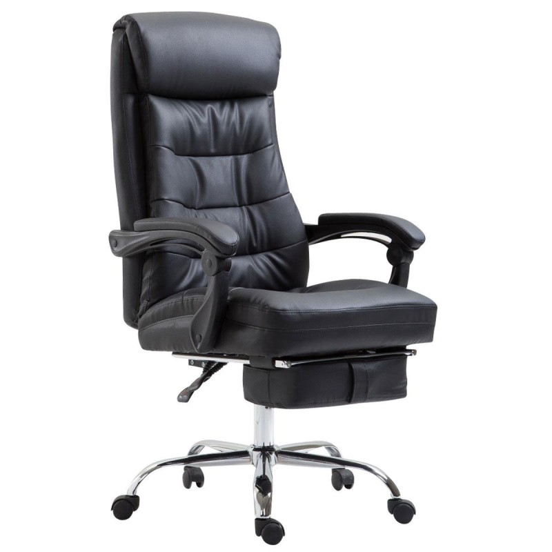 Silla de oficina ARGO, cuero sintético y con reposapiés, color negro