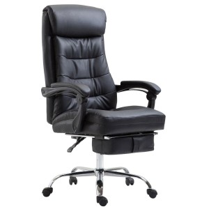 Silla de oficina ARGO, cuero sintético y con reposapiés, color negro