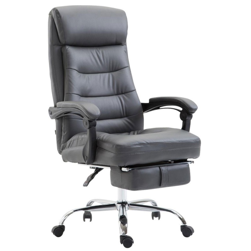 Silla de oficina ARGO, cuero sintético y con reposapiés, color negro