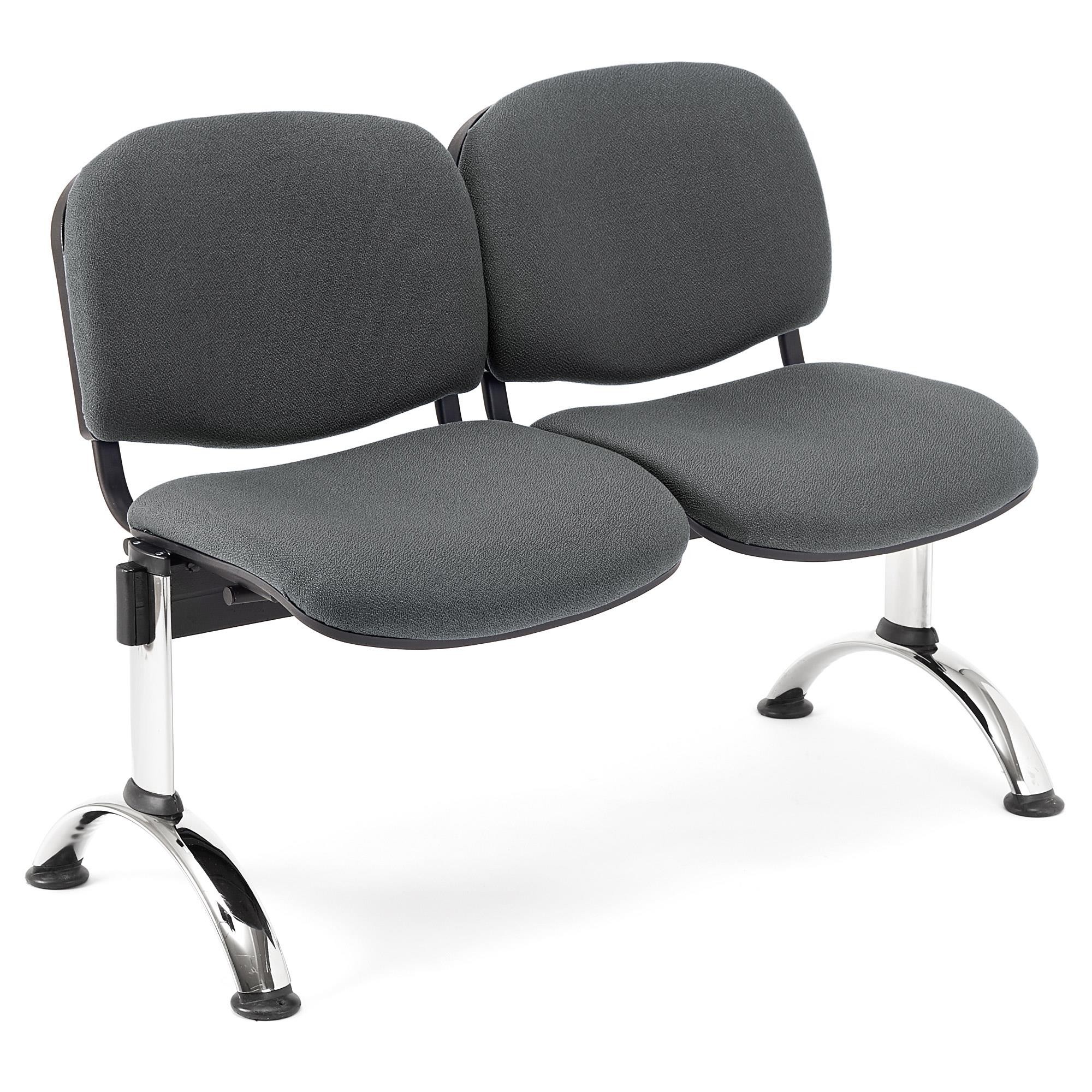 Bancada 2 Asientos MOBY BASE, Estructura Metal, Gran Acolchado, Tela Negra