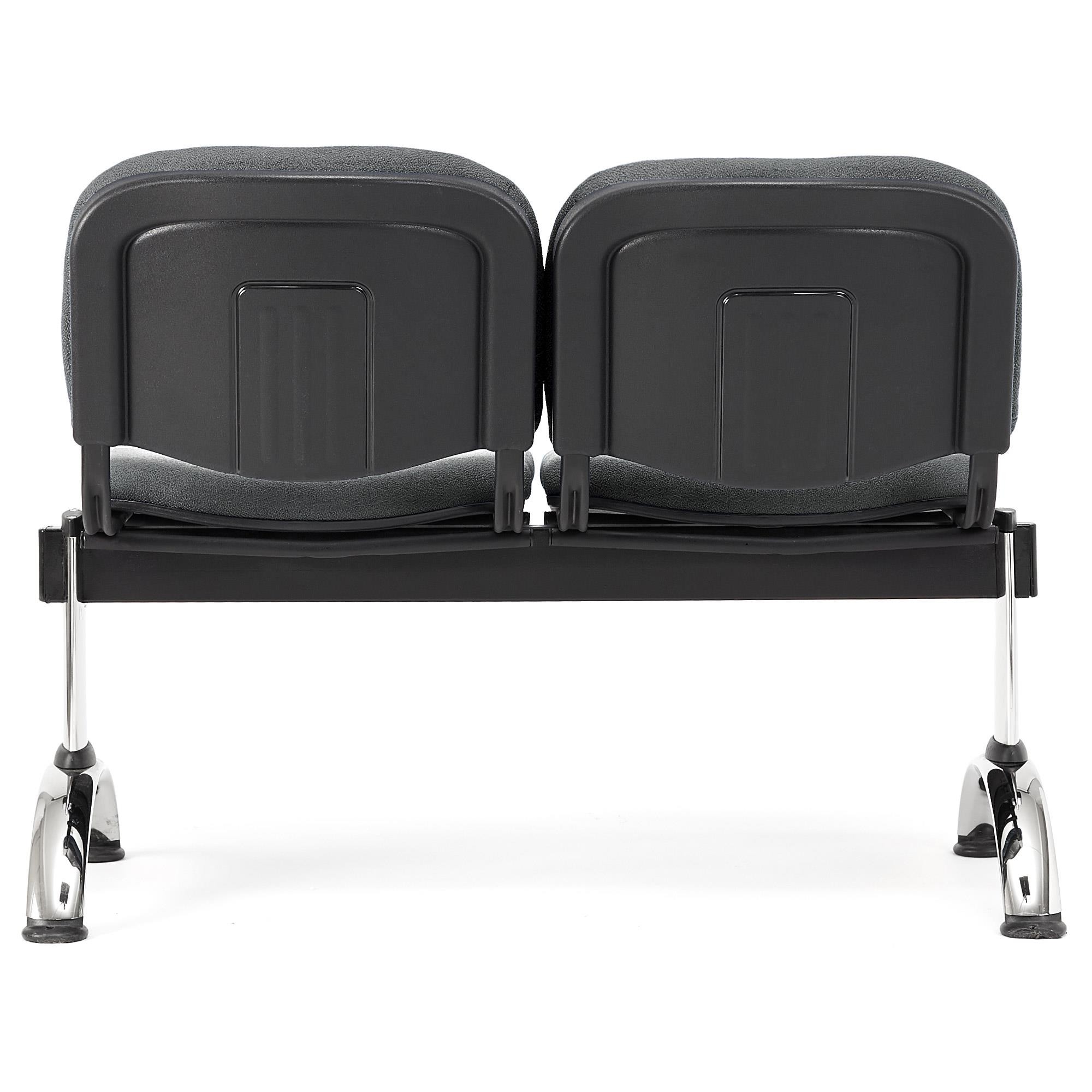 Bancada 2 Asientos MOBY BASE, Estructura Metal, Gran Acolchado, Tela Negra