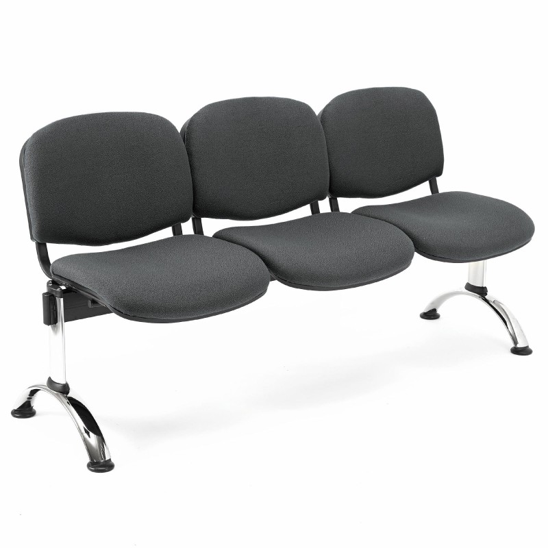 Bancada para recepción 3 asientos MOBY BASE, tela negra
