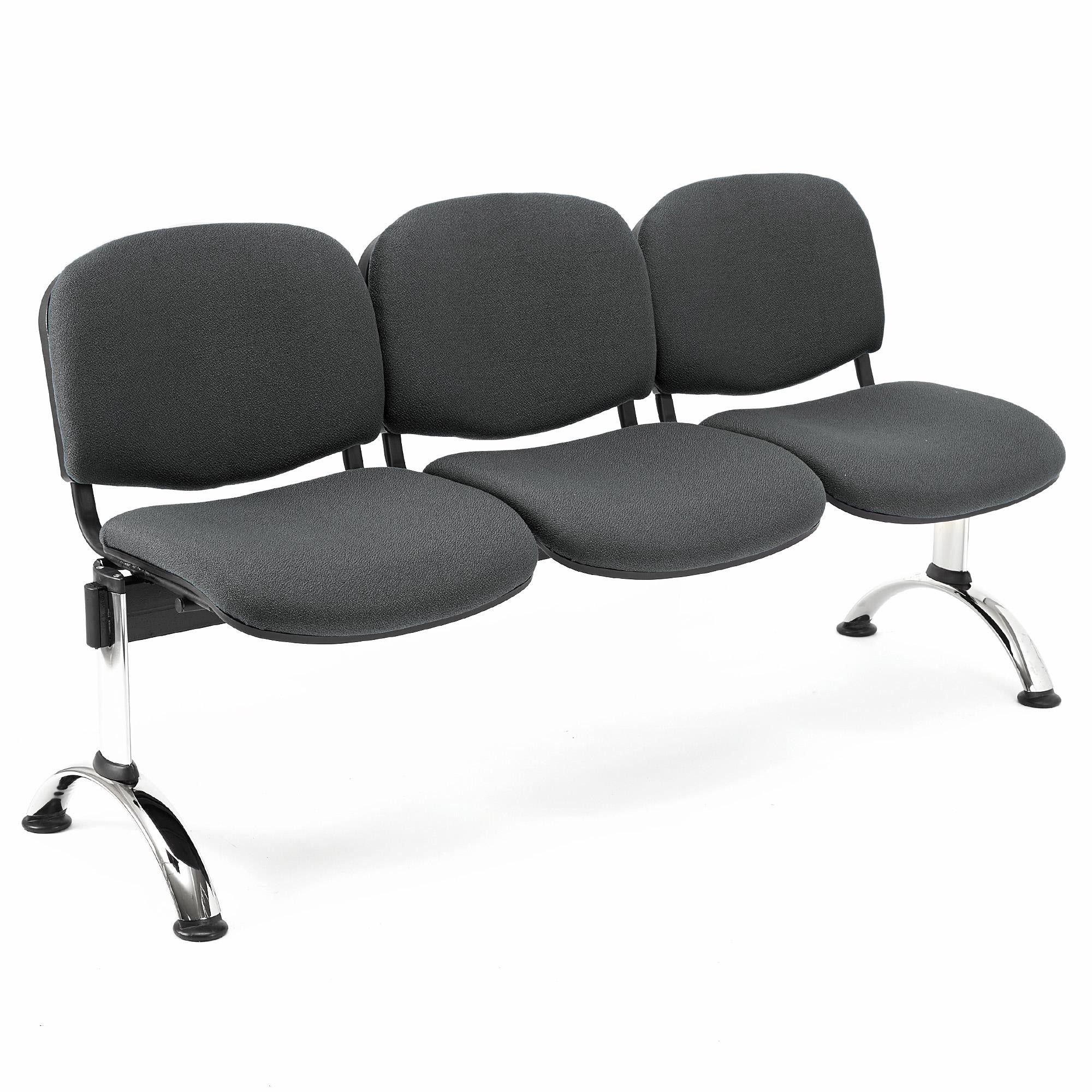 Bancada 3 Asientos MOBY BASE, Estructura Metal, Gran Acolchado, Tela Negra