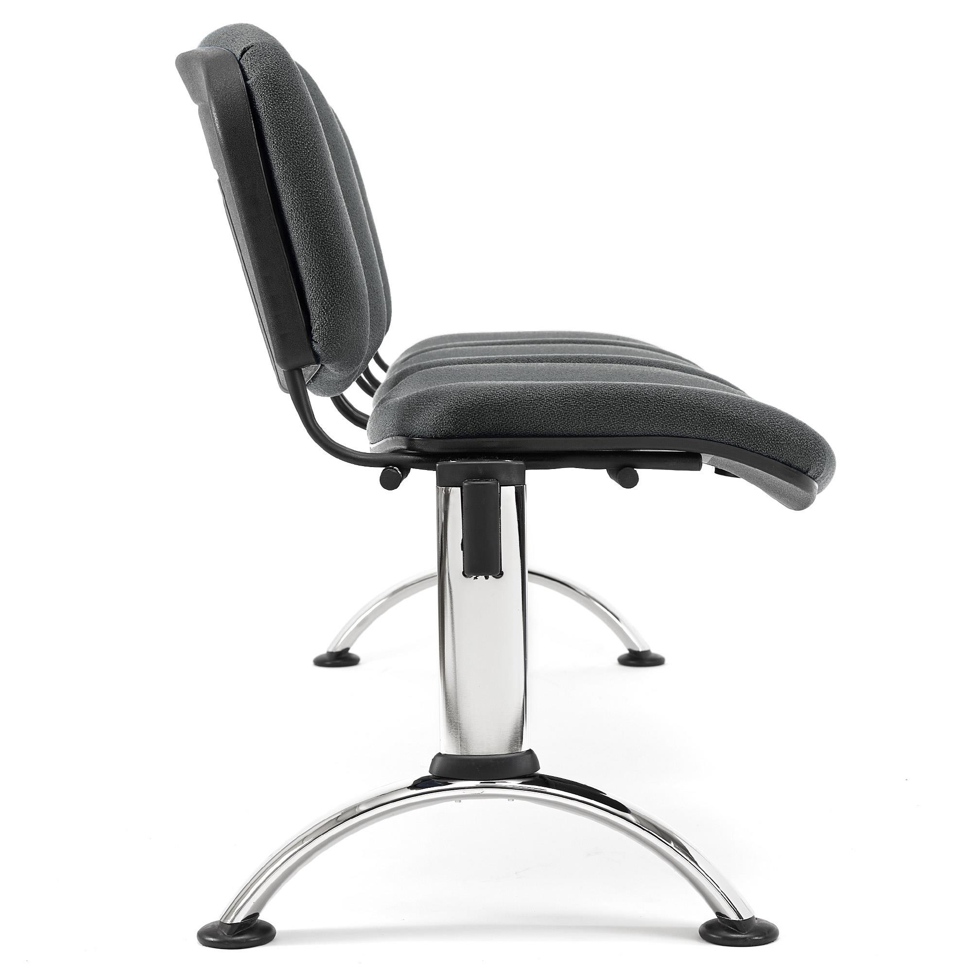 Bancada 3 Asientos MOBY BASE, Estructura Metal, Gran Acolchado, Tela Negra