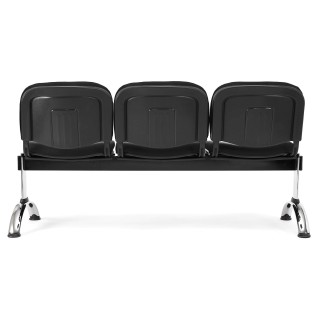 Bancada para recepción 3 asientos MOBY BASE, tela negra 2