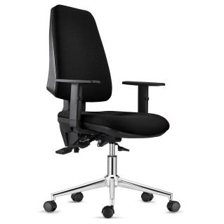 Silla de Oficina INDIANA en Tela color Negro con Base Metálica