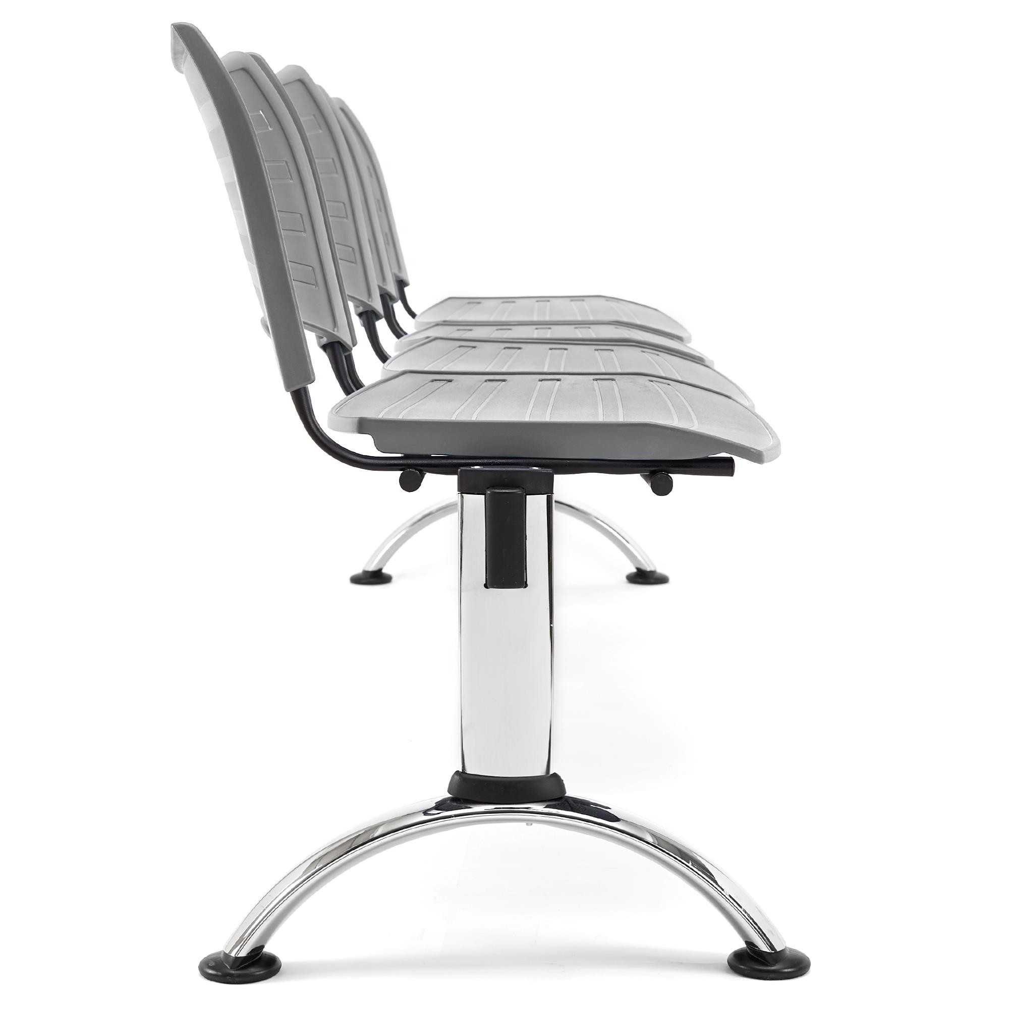 Bancada para Sala de Espera 4 Asientos ELVA, Estructura Metal, en Plástico Negro