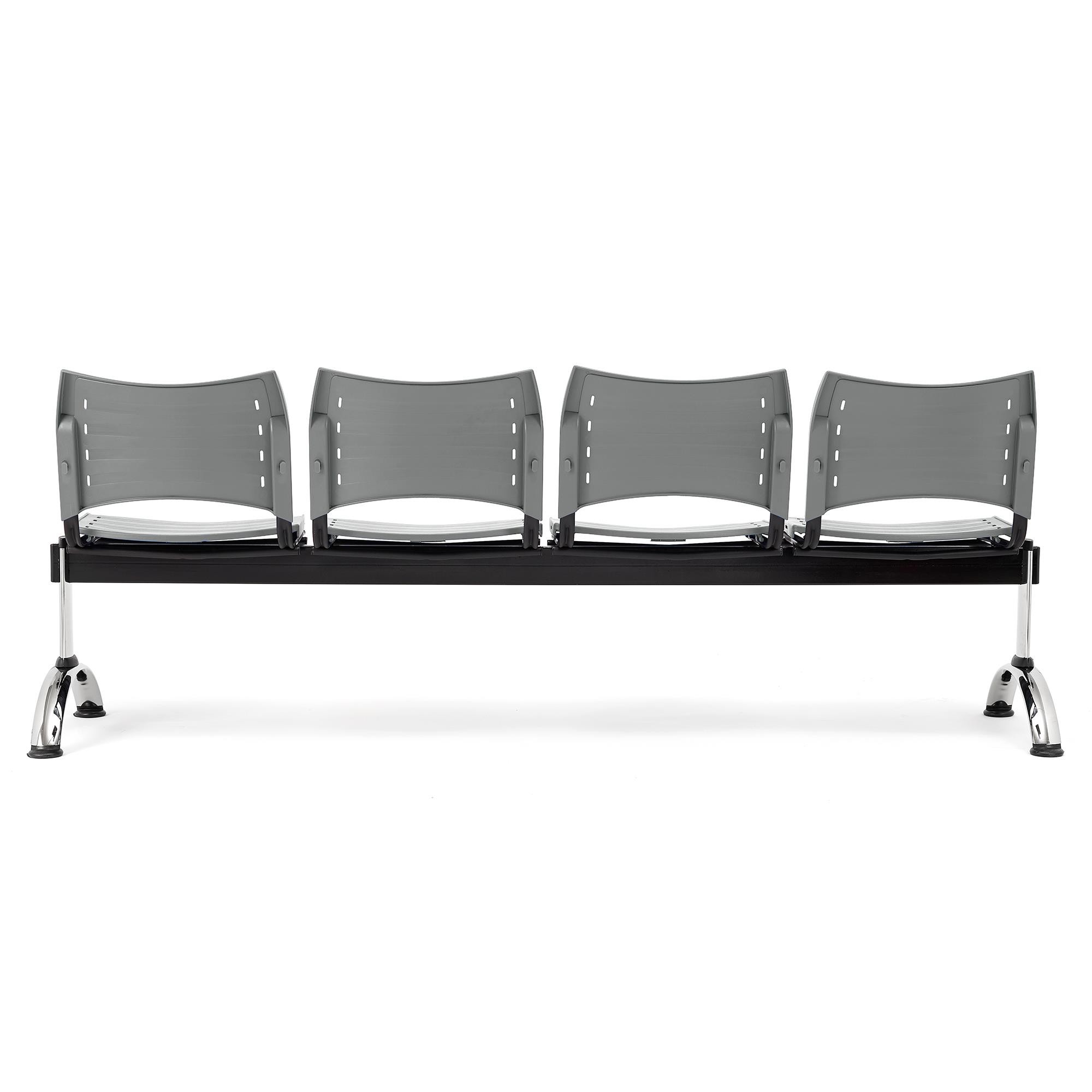 Bancada para Sala de Espera 4 Asientos ELVA, Estructura Metal, en Plástico Negro