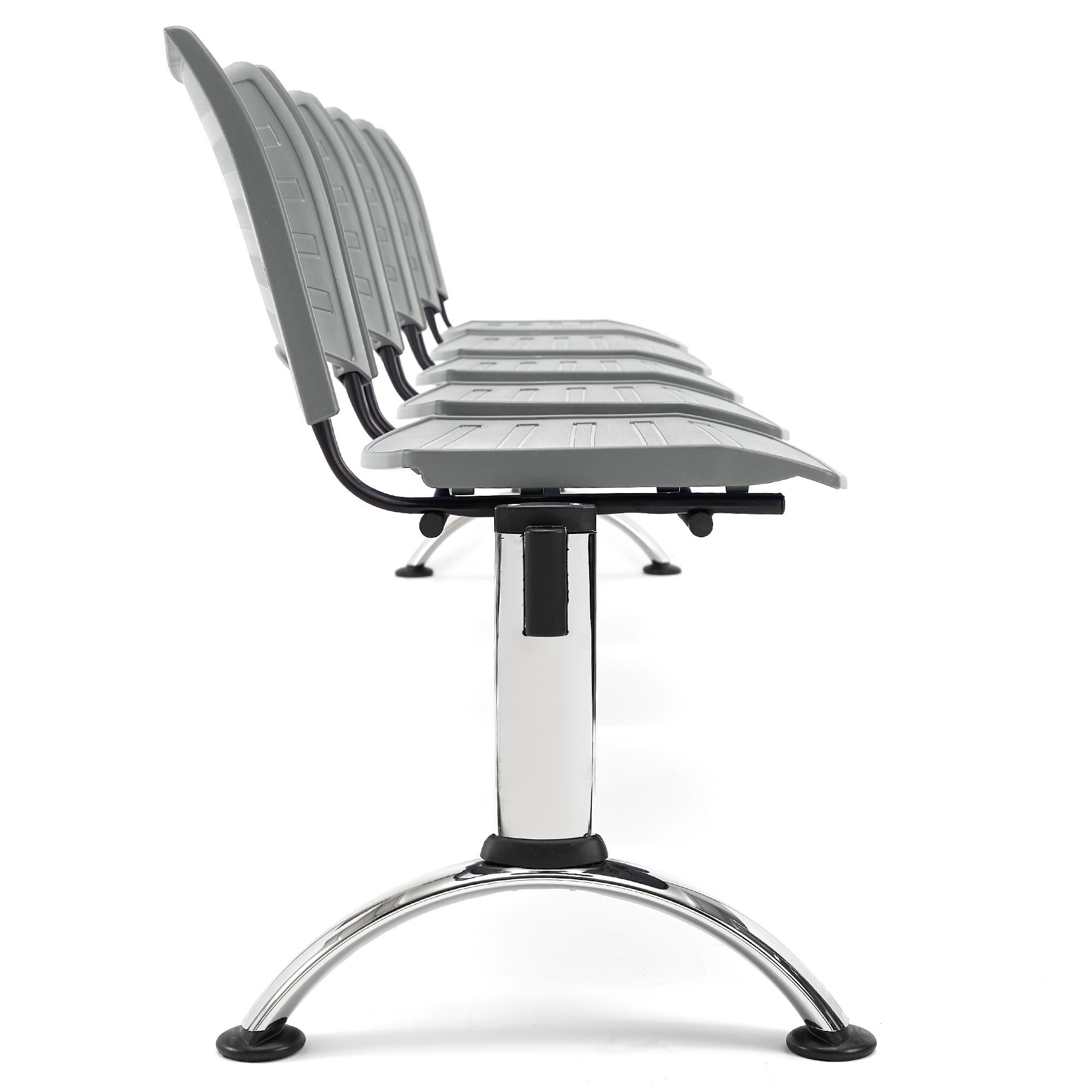 Bancada para Sala de Espera 5 Asientos ELVA, Estructura Metal, en Plástico Negro