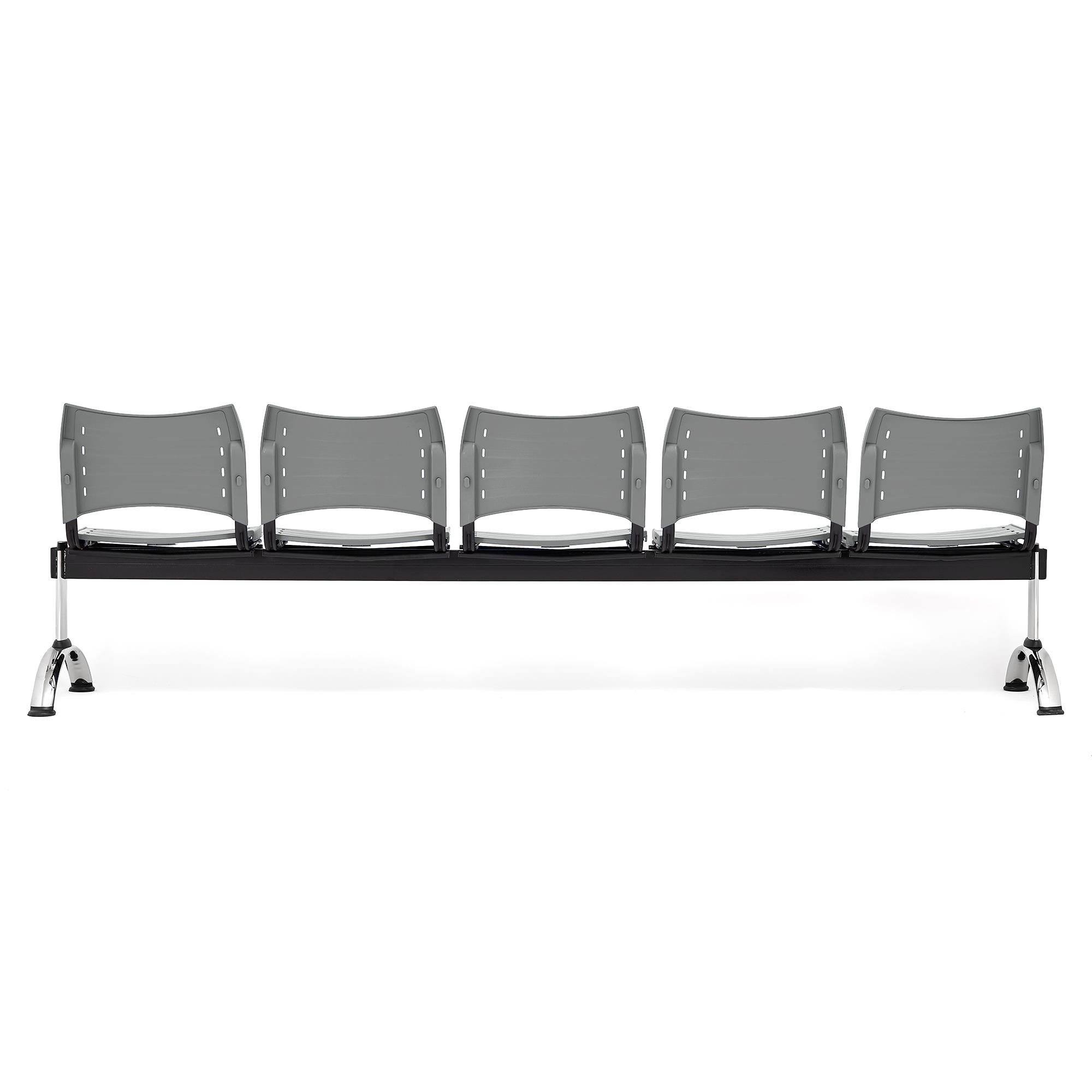 Bancada para Sala de Espera 5 Asientos ELVA, Estructura Metal, en Plástico Negro