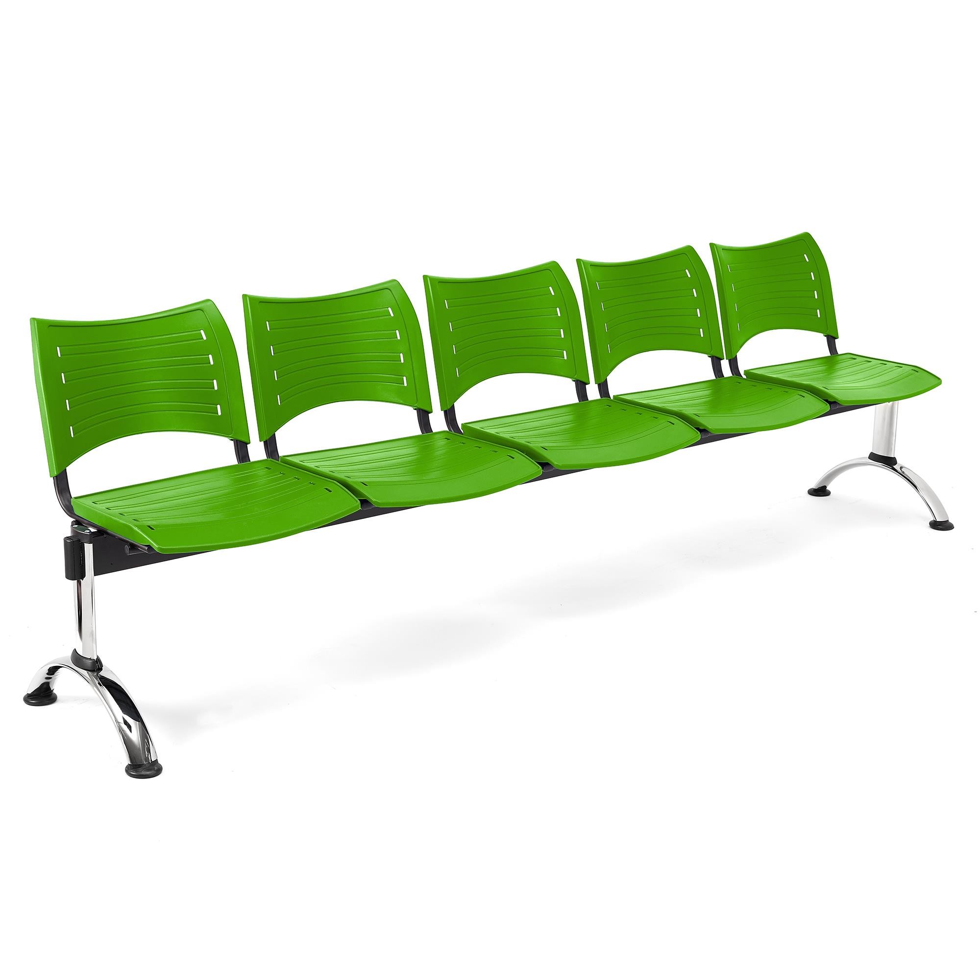 Bancada para Sala de Espera 5 Asientos ELVA, Estructura Metal, en Plástico Negro