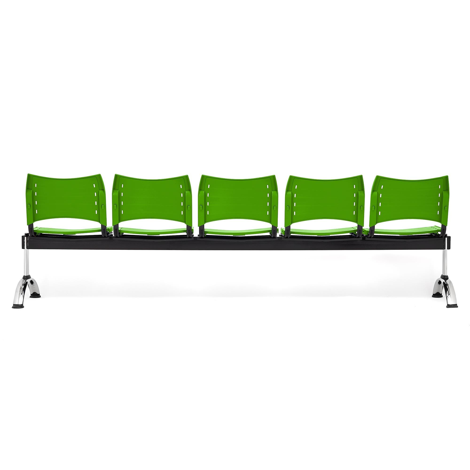 Bancada para Sala de Espera 5 Asientos ELVA, Estructura Metal, en Plástico Negro