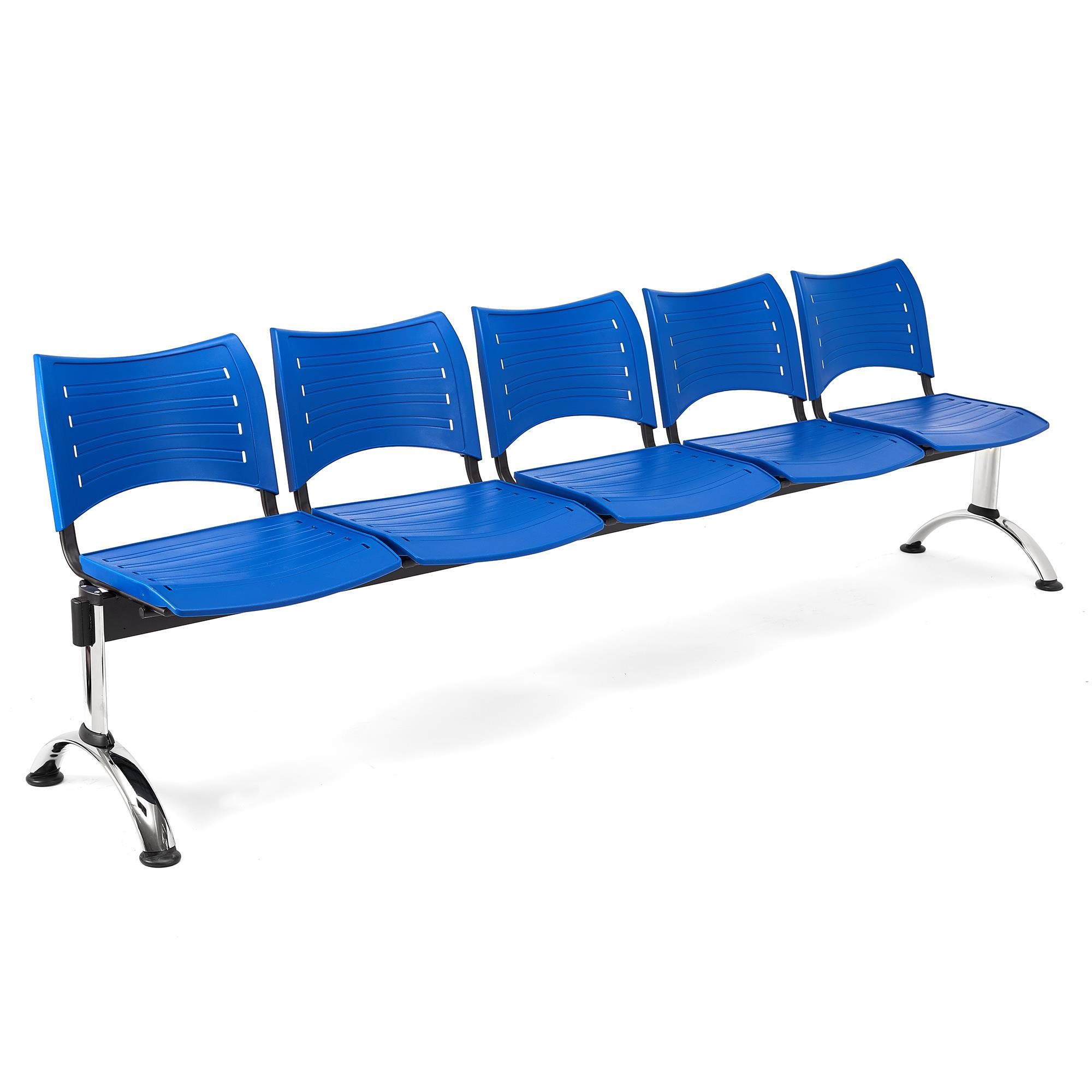 Bancada para Sala de Espera 5 Asientos ELVA, Estructura Metal, en Plástico Negro