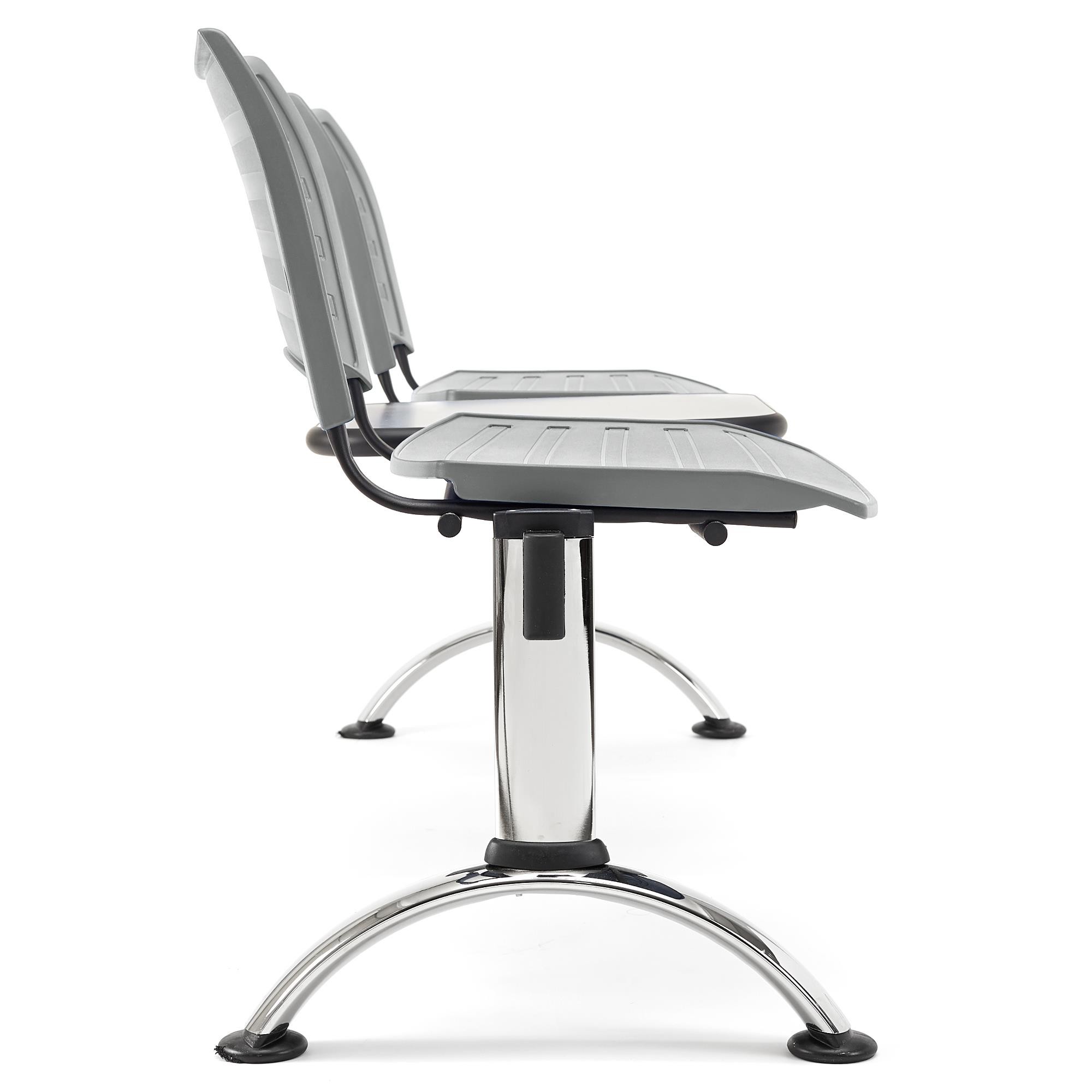 Bancada para Sala de Espera 2 Asientos y Mesa ELVA, Estructura Metal, en Plástico Negro